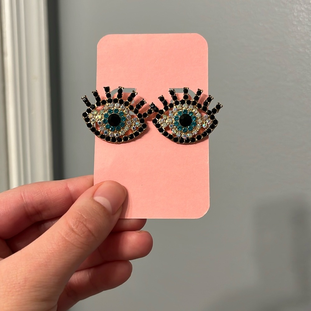 New Evil Eye Blue Statement Gemstones Earrings